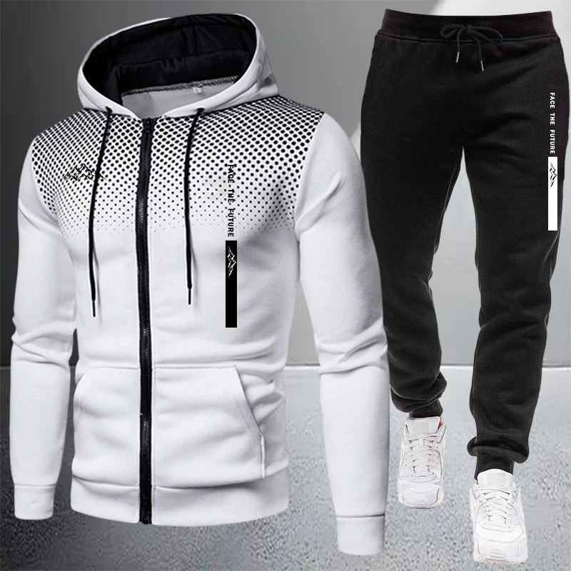 Winter Clothing Essentials - เสื้อแจ็คเก็ตผู้ชายขายดี ชุดวอร์มลำลองแบบมีฮู้ด ซิป ลายจุด เสื้อโค้ทสำหรับกิจกรรมกลางแจ้ง เสื้อผ้ากีฬา