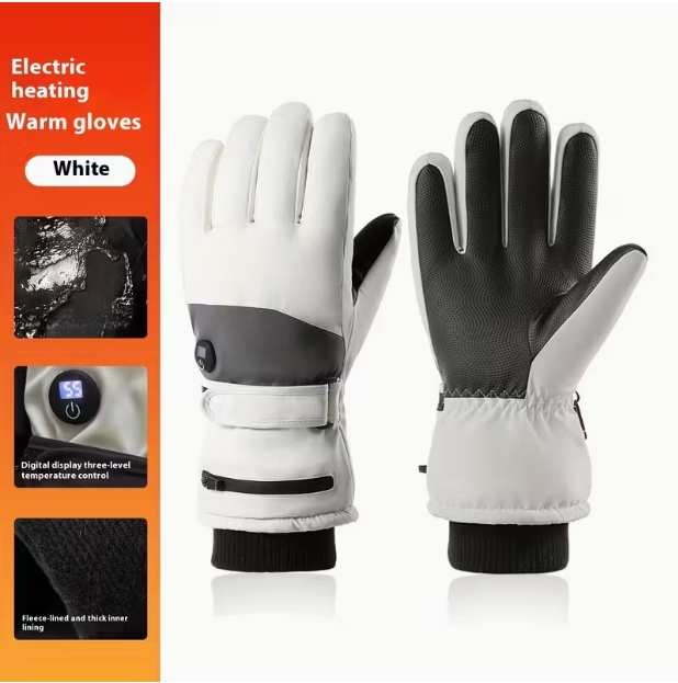 Heated Gloves Electric - ถุงมือไฟฟ้าทำความร้อนสำหรับผู้ชายในฤดูหนาว แบตเตอรี่แบบชาร์จได้ 3000mAh ปรับอุณหภูมิได้ 3 ระดับ