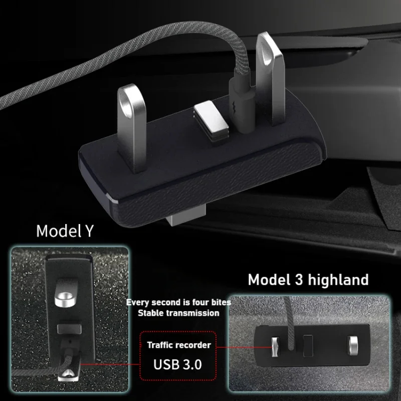 Heated Gloves Electric - อุปกรณ์ขยายพอร์ต USB 4-in-1 สำหรับชาร์จและถ่ายโอนข้อมูล พร้อมแท่นวางในกล่องเก็บของสำหรับ Tesla