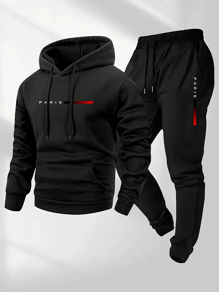 Winter Clothing Men - ชุดกีฬาลำลองสำหรับวิ่งจ๊อกกิ้ง สีพื้น เรียบง่าย ชุดกีฬาผู้ชาย ใส่สบายทั้งในบ้านและนอกบ้าน ชุดใหม่ปี
