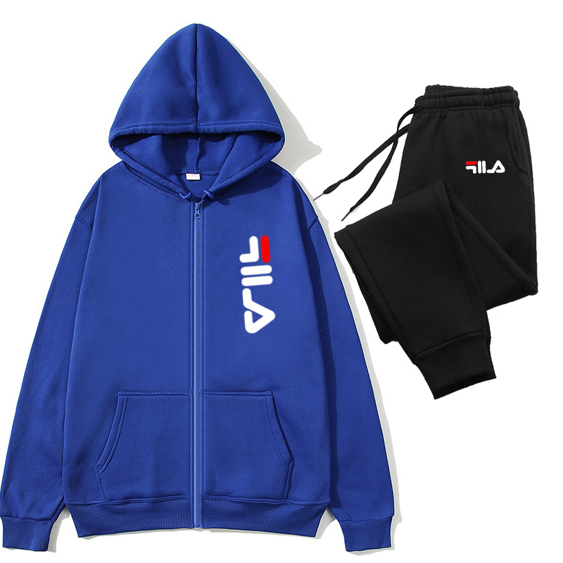Winter Clothing Essentials - ชุดวอร์มผู้ชาย 2 ชิ้น เสื้อแจ็คเก็ตคาร์ดิแกนแบบมีซิปพร้อมกางเกงขายาวลายทาง แฟชั่นฤดูใบไม้ร่วง สำหรับวิ่ง
