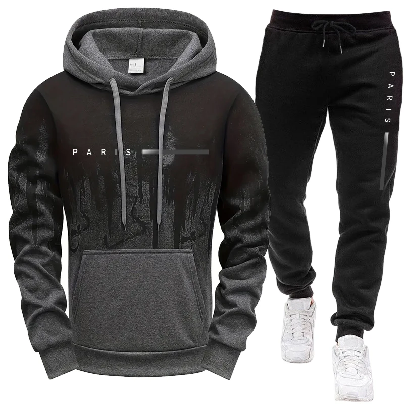 Winter Clothing Men - ชุดเซ็ตผู้ชาย/เสื้อฮู้ด/กางเกงขายาว ปารีส ใหม่ล่าสุด ชุดลำลองมีฮู้ดสำหรับฤดูใบไม้ร่วงและฤดูหนาว ชุดกีฬาแฟชั่นลำลอง เสื้อสเวตเชิ้ตและกางเกงสเวตแพนท์