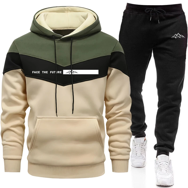 Winter Clothing Men - ชุดวอร์มแฟชั่นผู้ชาย เสื้อฮู้ดลำลองสำหรับกิจกรรมกลางแจ้ง เสื้อผ้ากีฬา วิ่งจ๊อกกิ้ง ฤดูใบไม้ร่วง ฤดูหนาว