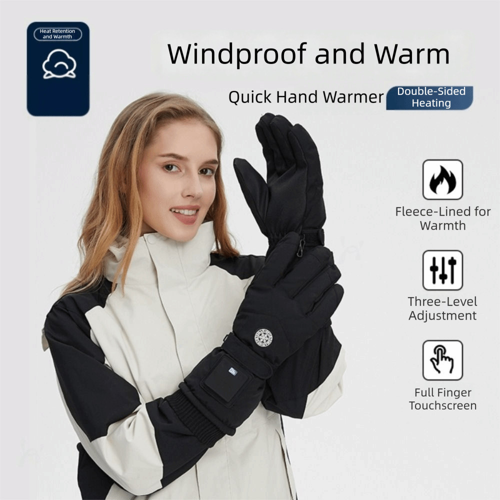 Heated Gloves Electric - ถุงมืออุ่นอัจฉริยะกันลม 3 ระดับความร้อน แบตเตอรี่ 1200mAh ถุงมืออุ่นไฟฟ้า