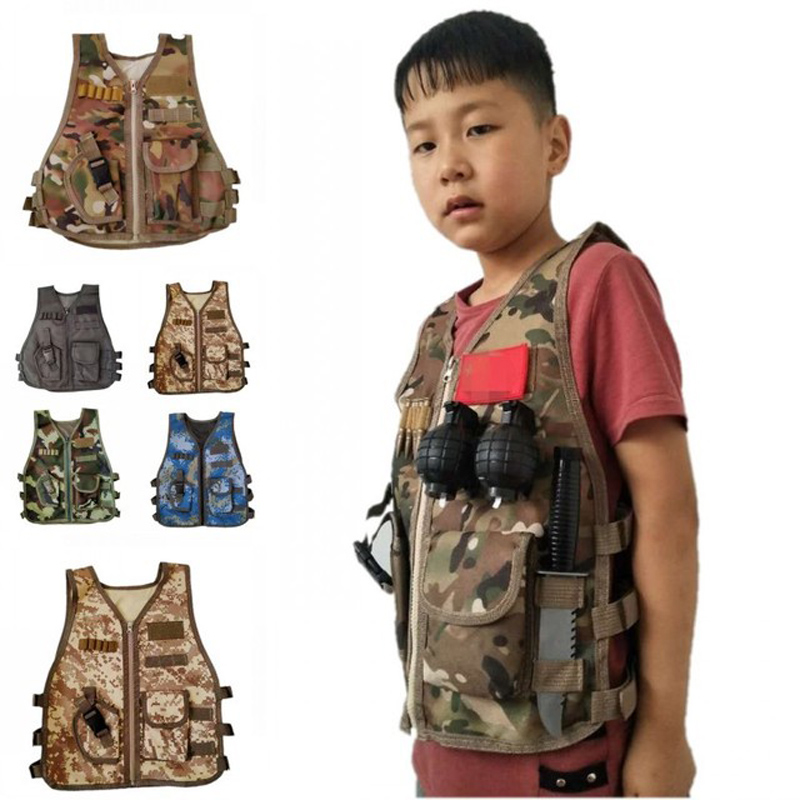 Winter Clothing Boys - เด็กกองทัพยุทธวิธีทหาร Sniper เสื้อกั๊กการล่าสัตว์ CP Camouflage ชุด