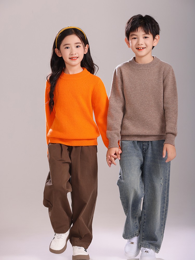 Winter Clothing Boys - เสื้อสเวตเตอร์ขนสัตว์เด็กฤดูใบไม้ร่วงฤดูหนาวเด็กหญิงเด็กชายคอเลียนแบบพื้นฐาน 100%เมอริโนขนสัตว์ถักเด็กแคชเมียร์เสื้อผ้าหนา