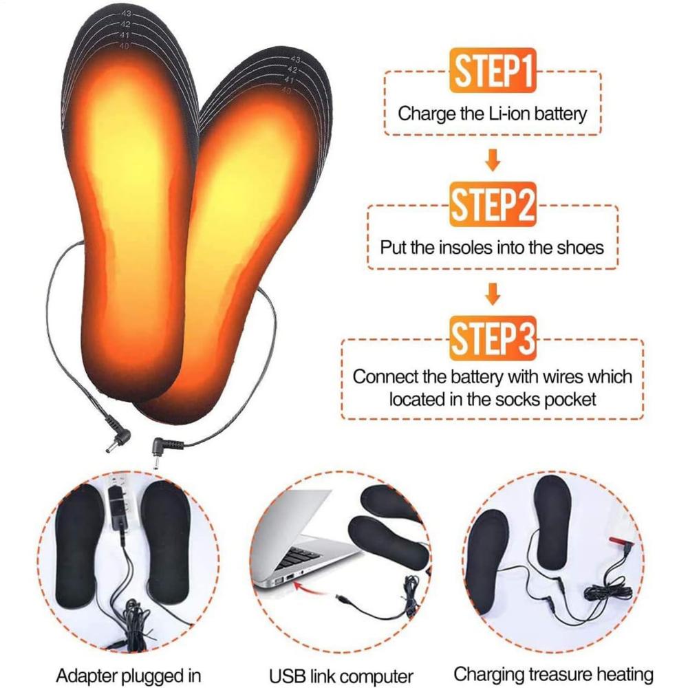 แผ่นรองเท้าอุ่นแบบชาร์จไฟ USB  - Heated Insole Rechargeable บทวิจารณ์และราคา