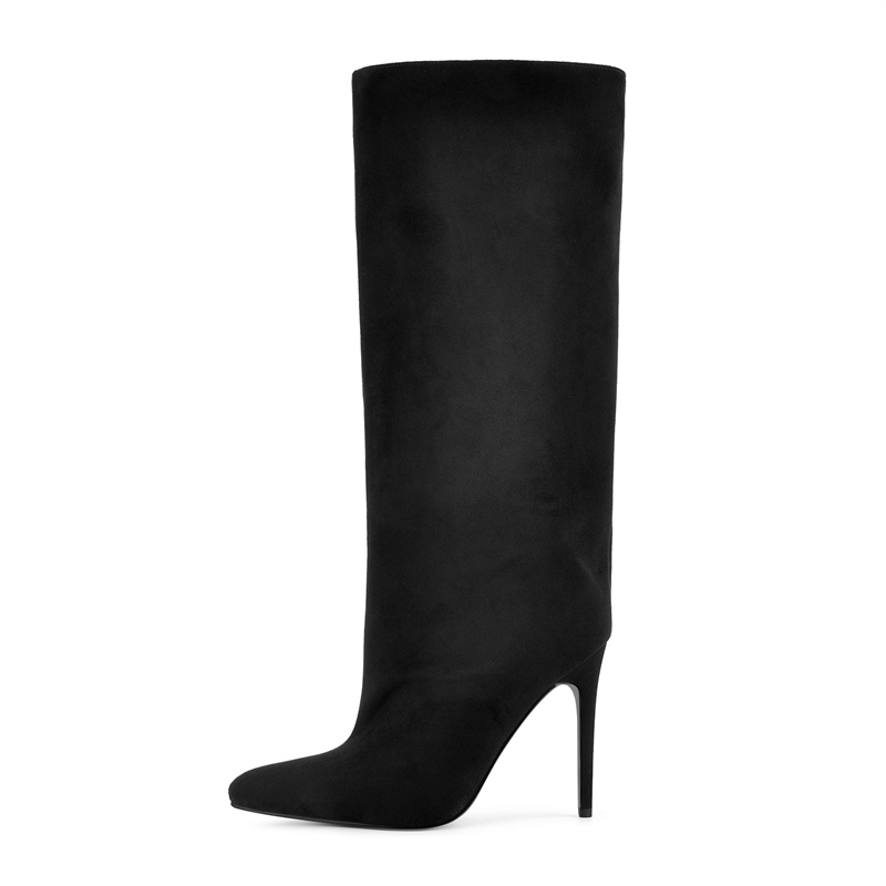 รองเท้าบูทหุ้มข้อสูงสีดำหนังกล - Winter Clothing Ladies บทวิจารณ์และราคา