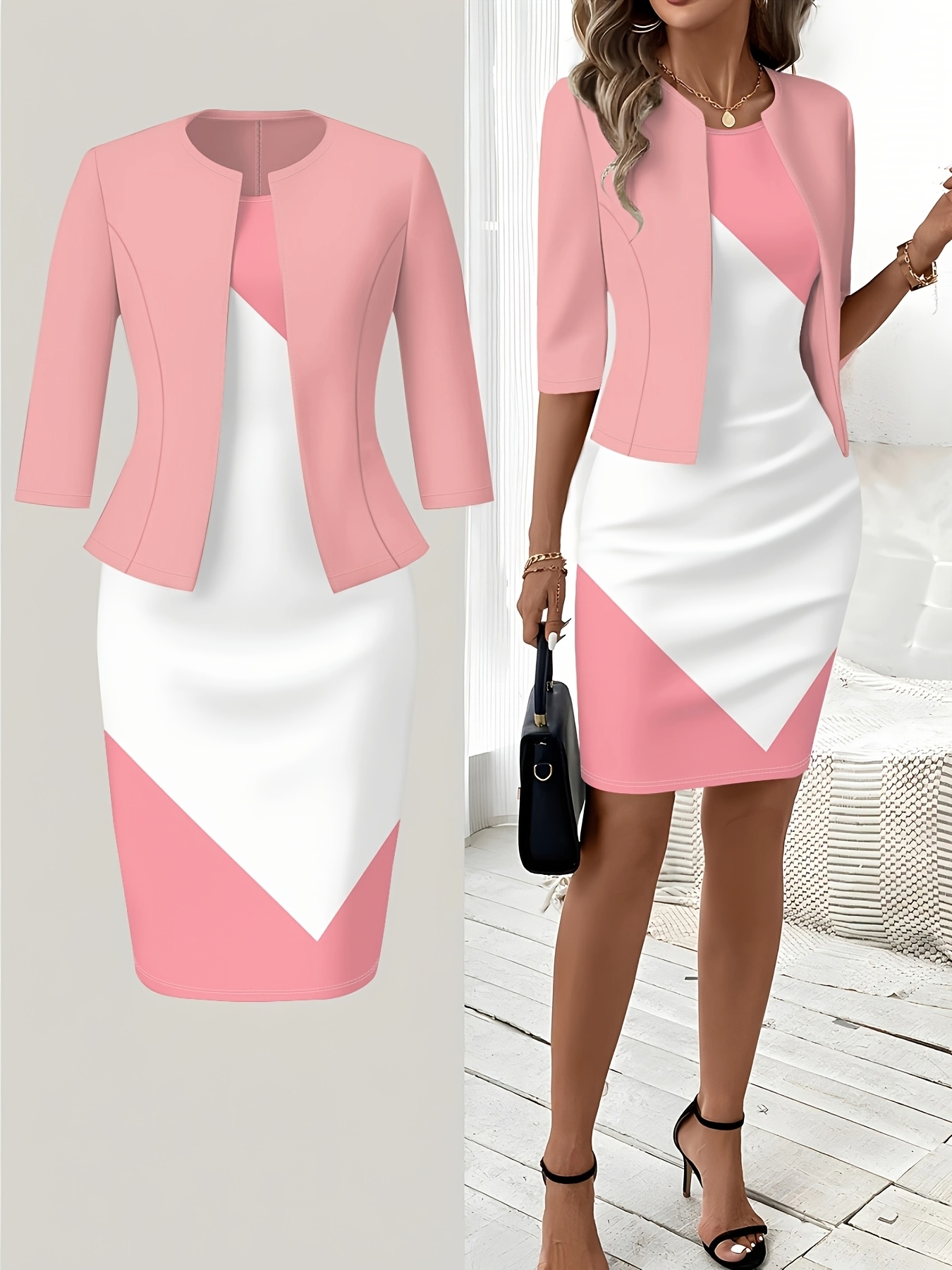 ชุดเดรสลายพิมพ์สไตล์ลำลองสีชมพ - Winter Clothing Ladies บทวิจารณ์และราคา