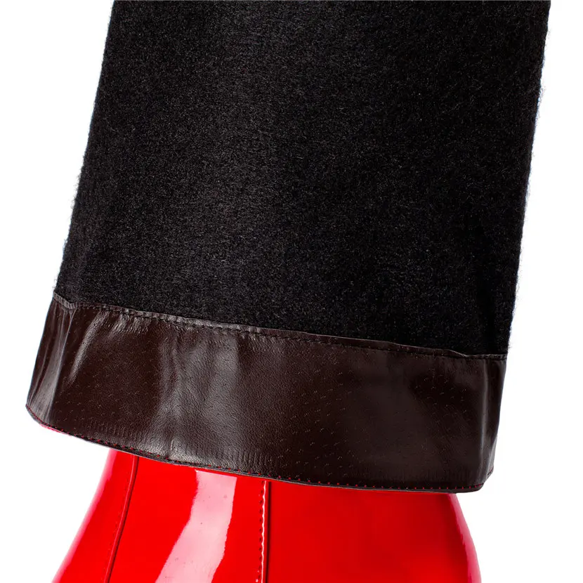 สีแดงสีขาวสิทธิบัตรหนังผู้หญิง - Winter Clothing Ladies บทวิจารณ์และราคา