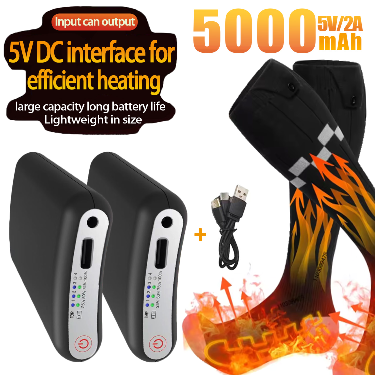 แบตเตอรี่ 5000mAh 5V ทนทาน ควบ - Heated Insole Rechargeable บทวิจารณ์และราคา