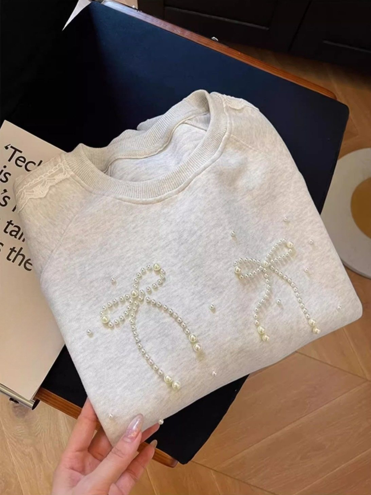 เสื้อสเวตเชิ้ตผู้หญิงคอกลมประด - Winter Clothing Essential บทวิจารณ์และราคา